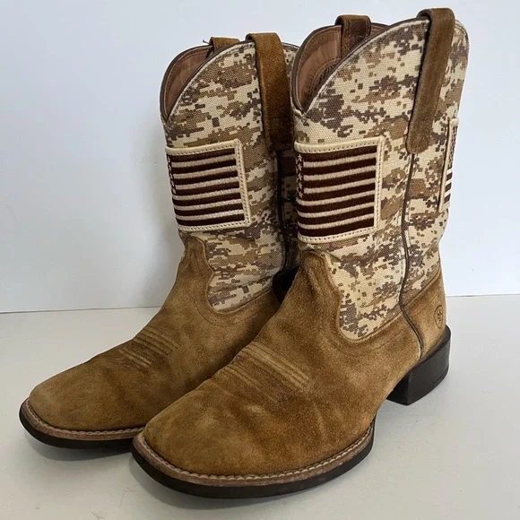Ariat Sport Patriot square toe suede Western Boot men's size 7D